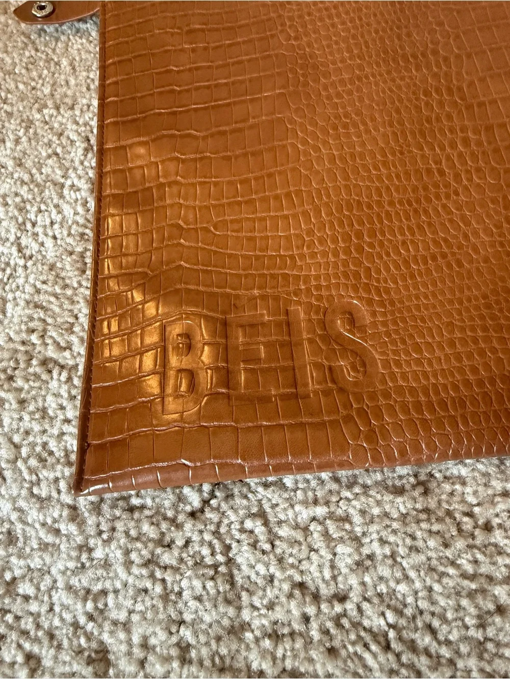 BEIS Croc-Embossed Laptop Sleeve - Cognac Brown